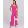 imageCaracilia Womens Jumpsuit Sleeveless Casual Dressy Smocked Wide Leg Rompers Summer Vacation Jumpers with Pockets 2025 OutfitsHot Pink
