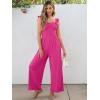 imageCaracilia Womens Jumpsuit Sleeveless Casual Dressy Smocked Wide Leg Rompers Summer Vacation Jumpers with Pockets 2025 OutfitsHot Pink