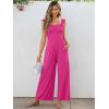 imageCaracilia Womens Jumpsuit Sleeveless Casual Dressy Smocked Wide Leg Rompers Summer Vacation Jumpers with Pockets 2025 OutfitsHot Pink