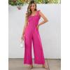 imageCaracilia Womens Jumpsuit Sleeveless Casual Dressy Smocked Wide Leg Rompers Summer Vacation Jumpers with Pockets 2025 OutfitsHot Pink