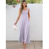 imageCaracilia Womens Jumpsuit Sleeveless Casual Dressy Smocked Wide Leg Rompers Summer Vacation Jumpers with Pockets 2025 OutfitsLight Purple Floral