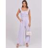 imageCaracilia Womens Jumpsuit Sleeveless Casual Dressy Smocked Wide Leg Rompers Summer Vacation Jumpers with Pockets 2025 OutfitsLight Purple Floral