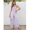 imageCaracilia Womens Jumpsuit Sleeveless Casual Dressy Smocked Wide Leg Rompers Summer Vacation Jumpers with Pockets 2025 OutfitsLight Purple Floral