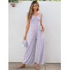 imageCaracilia Womens Jumpsuit Sleeveless Casual Dressy Smocked Wide Leg Rompers Summer Vacation Jumpers with Pockets 2025 OutfitsLight Purple Floral