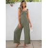 imageCaracilia Womens Jumpsuit Sleeveless Casual Dressy Smocked Wide Leg Rompers Summer Vacation Jumpers with Pockets 2025 OutfitsOlive