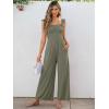 imageCaracilia Womens Jumpsuit Sleeveless Casual Dressy Smocked Wide Leg Rompers Summer Vacation Jumpers with Pockets 2025 OutfitsOlive