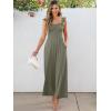 imageCaracilia Womens Jumpsuit Sleeveless Casual Dressy Smocked Wide Leg Rompers Summer Vacation Jumpers with Pockets 2025 OutfitsOlive