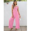 imageCaracilia Womens Jumpsuit Sleeveless Casual Dressy Smocked Wide Leg Rompers Summer Vacation Jumpers with Pockets 2025 OutfitsPeach