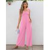 imageCaracilia Womens Jumpsuit Sleeveless Casual Dressy Smocked Wide Leg Rompers Summer Vacation Jumpers with Pockets 2025 OutfitsPeach