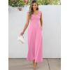 imageCaracilia Womens Jumpsuit Sleeveless Casual Dressy Smocked Wide Leg Rompers Summer Vacation Jumpers with Pockets 2025 OutfitsPeach