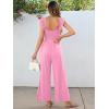imageCaracilia Womens Jumpsuit Sleeveless Casual Dressy Smocked Wide Leg Rompers Summer Vacation Jumpers with Pockets 2025 OutfitsPeach