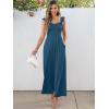 imageCaracilia Womens Jumpsuit Sleeveless Casual Dressy Smocked Wide Leg Rompers Summer Vacation Jumpers with Pockets 2025 OutfitsTeal Blue