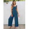 imageCaracilia Womens Jumpsuit Sleeveless Casual Dressy Smocked Wide Leg Rompers Summer Vacation Jumpers with Pockets 2025 OutfitsTeal Blue