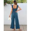 imageCaracilia Womens Jumpsuit Sleeveless Casual Dressy Smocked Wide Leg Rompers Summer Vacation Jumpers with Pockets 2025 OutfitsTeal Blue