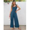imageCaracilia Womens Jumpsuit Sleeveless Casual Dressy Smocked Wide Leg Rompers Summer Vacation Jumpers with Pockets 2025 OutfitsTeal Blue