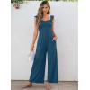 imageCaracilia Womens Jumpsuit Sleeveless Casual Dressy Smocked Wide Leg Rompers Summer Vacation Jumpers with Pockets 2025 OutfitsTeal Blue