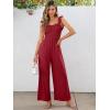 imageCaracilia Womens Jumpsuit Sleeveless Casual Dressy Smocked Wide Leg Rompers Summer Vacation Jumpers with Pockets 2025 OutfitsWine Red