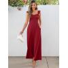 imageCaracilia Womens Jumpsuit Sleeveless Casual Dressy Smocked Wide Leg Rompers Summer Vacation Jumpers with Pockets 2025 OutfitsWine Red