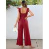 imageCaracilia Womens Jumpsuit Sleeveless Casual Dressy Smocked Wide Leg Rompers Summer Vacation Jumpers with Pockets 2025 OutfitsWine Red