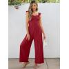 imageCaracilia Womens Jumpsuit Sleeveless Casual Dressy Smocked Wide Leg Rompers Summer Vacation Jumpers with Pockets 2025 OutfitsWine Red