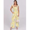imageCaracilia Womens Jumpsuit Sleeveless Casual Dressy Smocked Wide Leg Rompers Summer Vacation Jumpers with Pockets 2025 OutfitsYellow Blue Flower