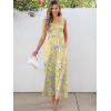 imageCaracilia Womens Jumpsuit Sleeveless Casual Dressy Smocked Wide Leg Rompers Summer Vacation Jumpers with Pockets 2025 OutfitsYellow Blue Flower