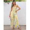 imageCaracilia Womens Jumpsuit Sleeveless Casual Dressy Smocked Wide Leg Rompers Summer Vacation Jumpers with Pockets 2025 OutfitsYellow Blue Flower