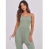 imageCaracilia Women Jumpsuits 2025 Summer Sleeveless Backless Tank Top Rompers Yoga Gym Workout Jumper One Piece OutfitsArmy Green