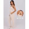 imageCaracilia Women Jumpsuits 2025 Summer Sleeveless Backless Tank Top Rompers Yoga Gym Workout Jumper One Piece OutfitsBeige