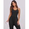 imageCaracilia Women Jumpsuits 2025 Summer Sleeveless Backless Tank Top Rompers Yoga Gym Workout Jumper One Piece OutfitsBlack