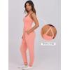 imageCaracilia Women Jumpsuits 2025 Summer Sleeveless Backless Tank Top Rompers Yoga Gym Workout Jumper One Piece OutfitsCoral