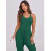 imageCaracilia Women Jumpsuits 2025 Summer Sleeveless Backless Tank Top Rompers Yoga Gym Workout Jumper One Piece OutfitsDark Green