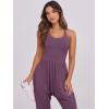 imageCaracilia Women Jumpsuits 2025 Summer Sleeveless Backless Tank Top Rompers Yoga Gym Workout Jumper One Piece OutfitsPurple