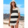 imageCaracilia Women Swimsuit Coverup Crochet Bathing Suit Cover Ups for Swimwear Swim Summer Bikini Beachwear Beach DressBlack White Stripes