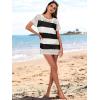 imageCaracilia Women Swimsuit Coverup Crochet Bathing Suit Cover Ups for Swimwear Swim Summer Bikini Beachwear Beach DressBlack White Stripes
