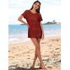 imageCaracilia Women Swimsuit Coverup Crochet Bathing Suit Cover Ups for Swimwear Swim Summer Bikini Beachwear Beach DressBurgundy