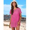 imageCaracilia Women Swimsuit Coverup Crochet Bathing Suit Cover Ups for Swimwear Swim Summer Bikini Beachwear Beach DressRose Red