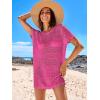imageCaracilia Women Swimsuit Coverup Crochet Bathing Suit Cover Ups for Swimwear Swim Summer Bikini Beachwear Beach DressRose Red