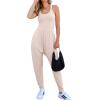 imageCaracilia Women Jumpsuits 2025 Summer Sleeveless Backless Tank Top Rompers Yoga Gym Workout Jumper One Piece OutfitsBeige