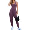 imageCaracilia Women Jumpsuits 2025 Summer Sleeveless Backless Tank Top Rompers Yoga Gym Workout Jumper One Piece OutfitsPurple
