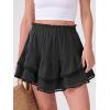 imageCaracilia Mini Skirts for Women Summer Casual Boho Crochet Ruffle Flowy Skirt Built in Shorts 2025 Fashion Trendy SkortsBlack