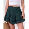 imageCaracilia Mini Skirts for Women Summer Casual Boho Crochet Ruffle Flowy Skirt Built in Shorts 2025 Fashion Trendy SkortsDark Green