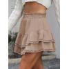 imageCaracilia Mini Skirts for Women Summer Casual Boho Crochet Ruffle Flowy Skirt Built in Shorts 2025 Fashion Trendy SkortsKhaki