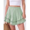 imageCaracilia Mini Skirts for Women Summer Casual Boho Crochet Ruffle Flowy Skirt Built in Shorts 2025 Fashion Trendy SkortsLight Green