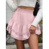 imageCaracilia Mini Skirts for Women Summer Casual Boho Crochet Ruffle Flowy Skirt Built in Shorts 2025 Fashion Trendy SkortsLight Pink