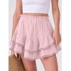 imageCaracilia Mini Skirts for Women Summer Casual Boho Crochet Ruffle Flowy Skirt Built in Shorts 2025 Fashion Trendy SkortsLight Pink