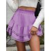 imageCaracilia Mini Skirts for Women Summer Casual Boho Crochet Ruffle Flowy Skirt Built in Shorts 2025 Fashion Trendy SkortsLight Purple