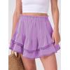 imageCaracilia Mini Skirts for Women Summer Casual Boho Crochet Ruffle Flowy Skirt Built in Shorts 2025 Fashion Trendy SkortsLight Purple