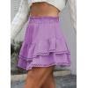 imageCaracilia Mini Skirts for Women Summer Casual Boho Crochet Ruffle Flowy Skirt Built in Shorts 2025 Fashion Trendy SkortsLight Purple