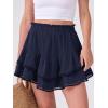 imageCaracilia Mini Skirts for Women Summer Casual Boho Crochet Ruffle Flowy Skirt Built in Shorts 2025 Fashion Trendy SkortsNavy Blue
